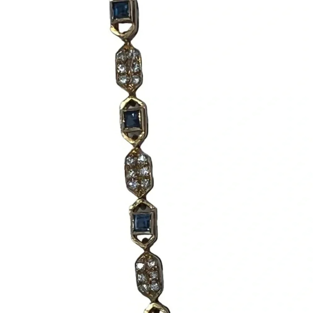 Vintage Ceylon Sapphire and Diamond 14K Bracelet - Picture 6 of 9